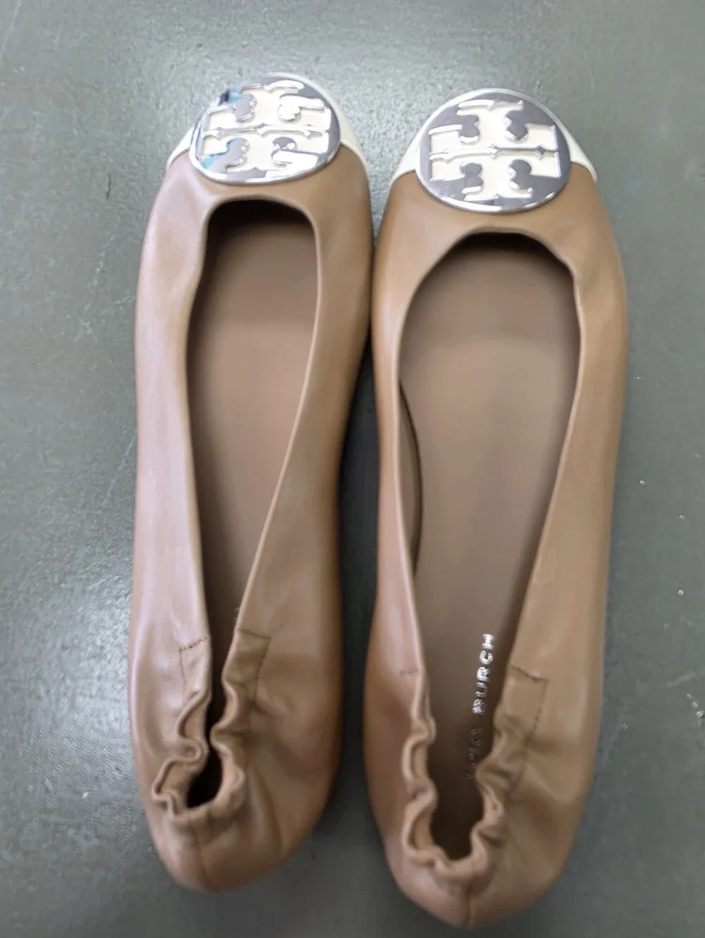 New Tory Burch Cap Toe Claire Leather Ballet Flats Sz 9.5 $275